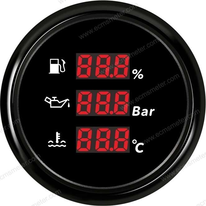 ECP 螺纹安装油位油量油压液压水温度多功能数显仪表52mm 9-32V