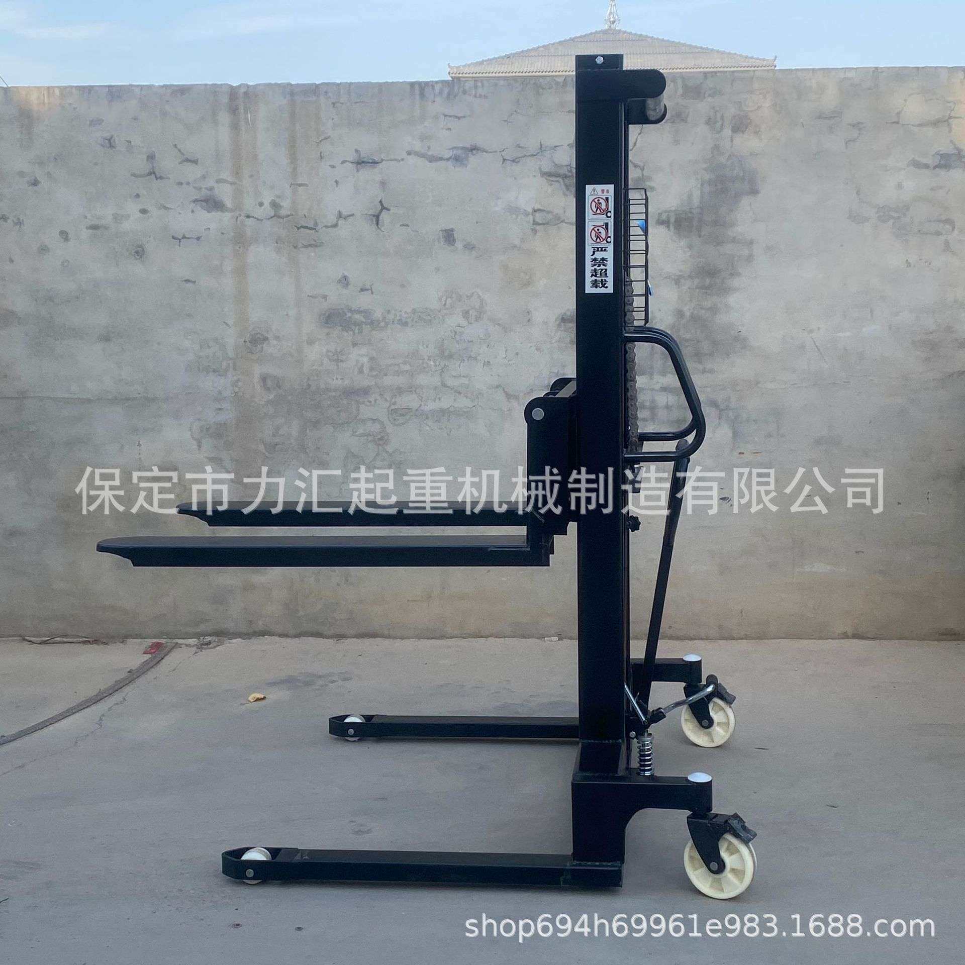 手动堆高车加宽腿手动升降C型钢叉车液压液压车手推车堆垛升降