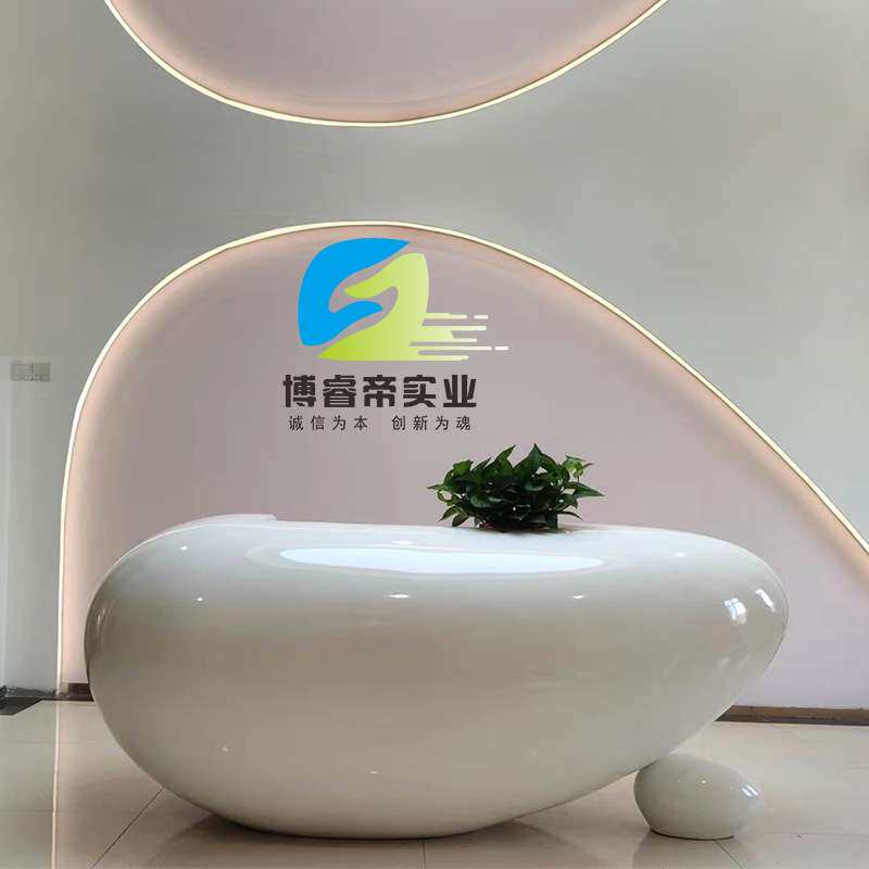 玻璃钢鸡蛋前台酒店收银台烤漆前台创意异型吧台售楼服务前台美陈