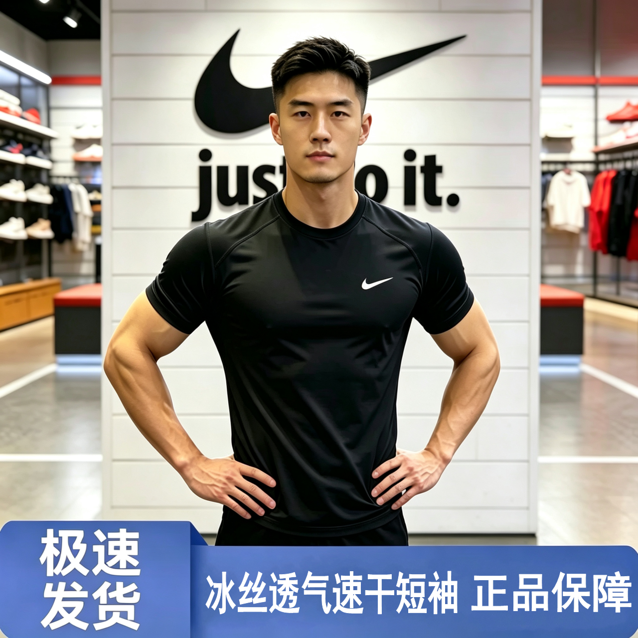 正品耐克飞织冰感速干衣短袖T恤男运动健身服冰丝训练服上衣