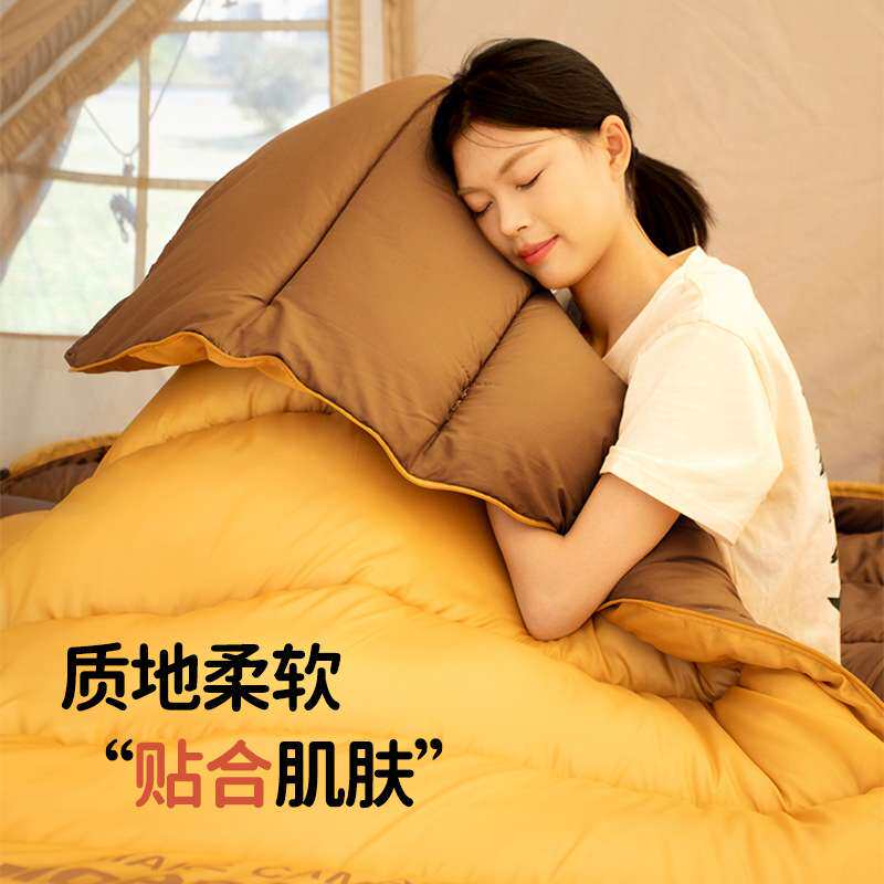 秋冬季双人睡袋户外成人露营加厚防水防寒情侣可拆分两用保暖睡袋