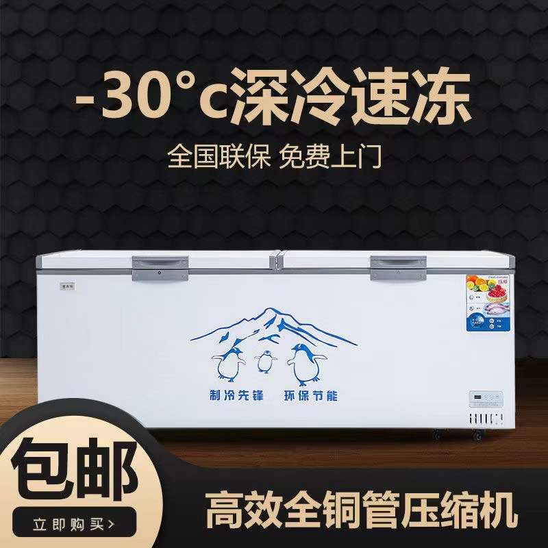 大容量商用卧式冰柜冰箱冷柜冷藏冷冻保鲜双温冷柜速冻节能冷冻柜