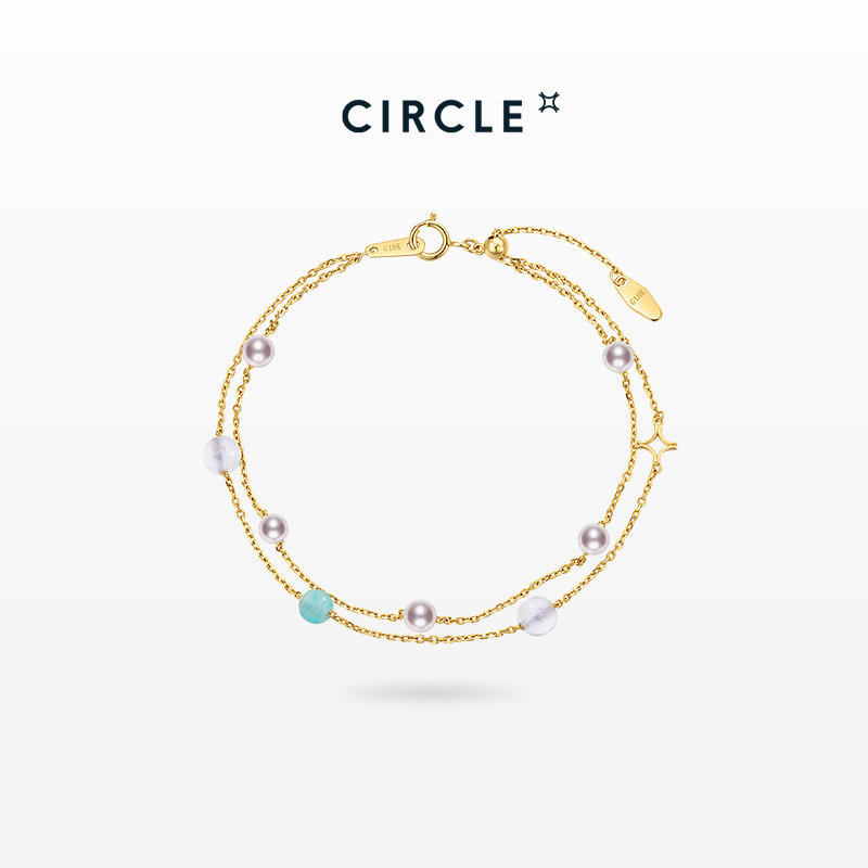 CIRCLE你和我系列18K金天河石Akoya海水珍珠小米珠手链女送礼礼物
