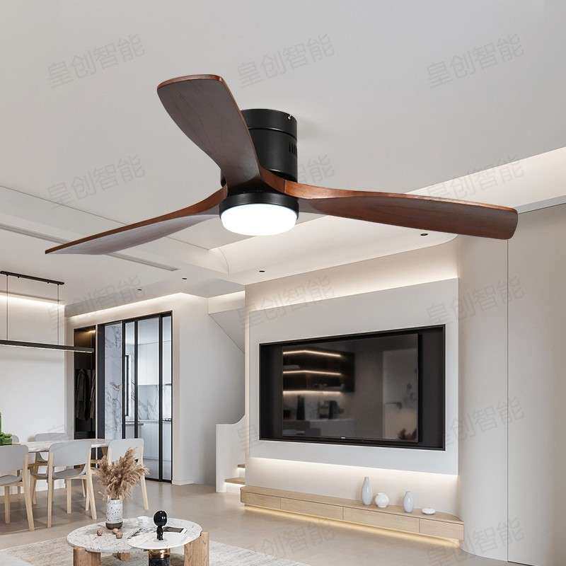 木叶吊扇灯复古工业风餐厅吧台扇灯带电扇的吊灯大风力遥控灯具