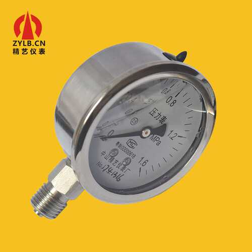 不锈钢压力表立装耐震充油压 力表304径向YN60BF 1.6MPa M14X1.5