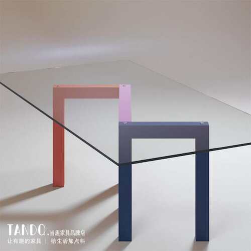 Penrose Dinner Table 意式极简餐桌 中古风 彩色玻璃洽谈桌 设计
