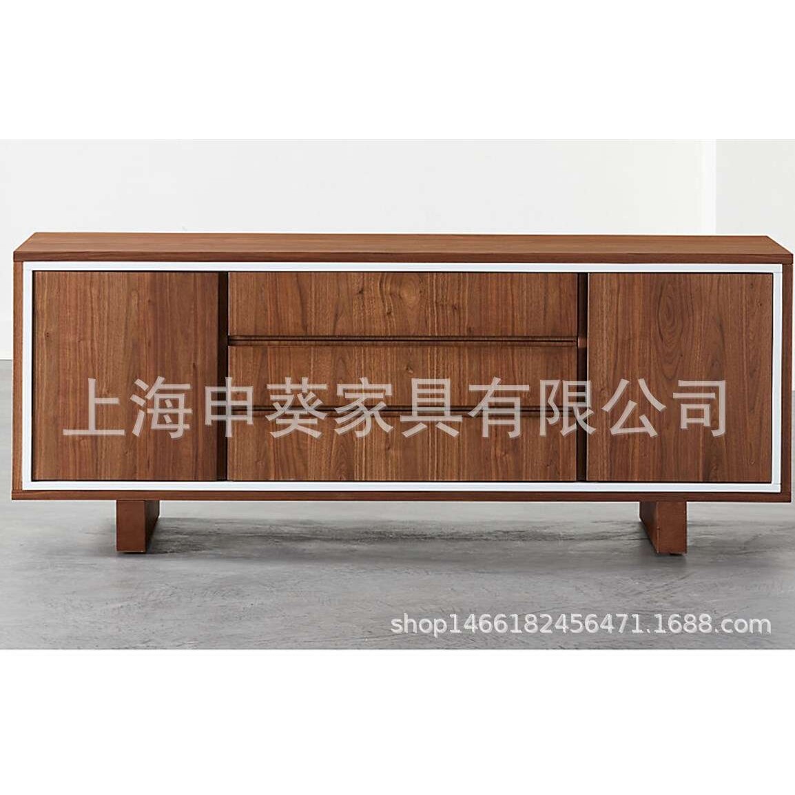 复古做旧胡桃木色电视柜现代简约时尚轻奢储物收纳抽屉 家具