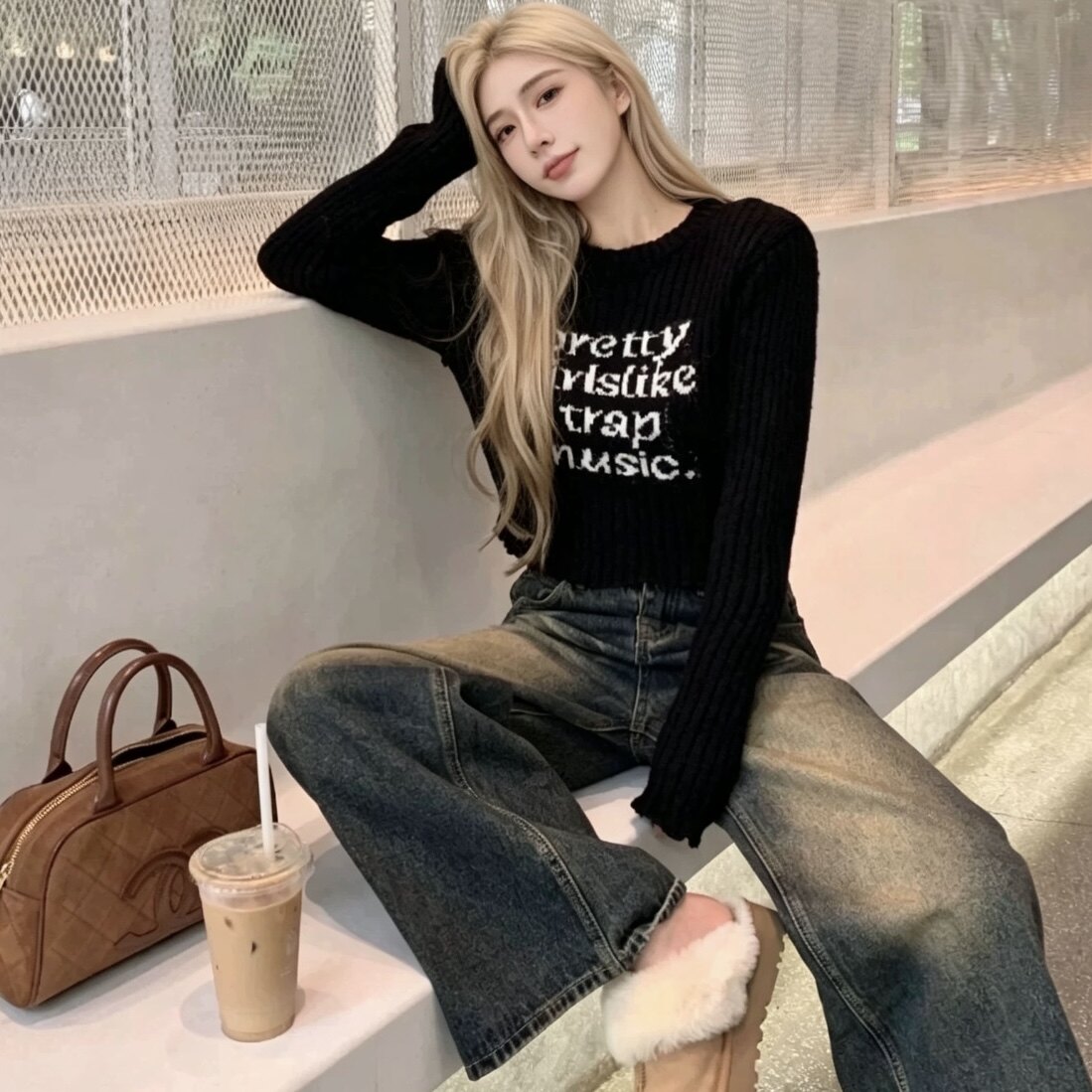 宽松夏季女裤子阔腿牛仔裤水洗图片