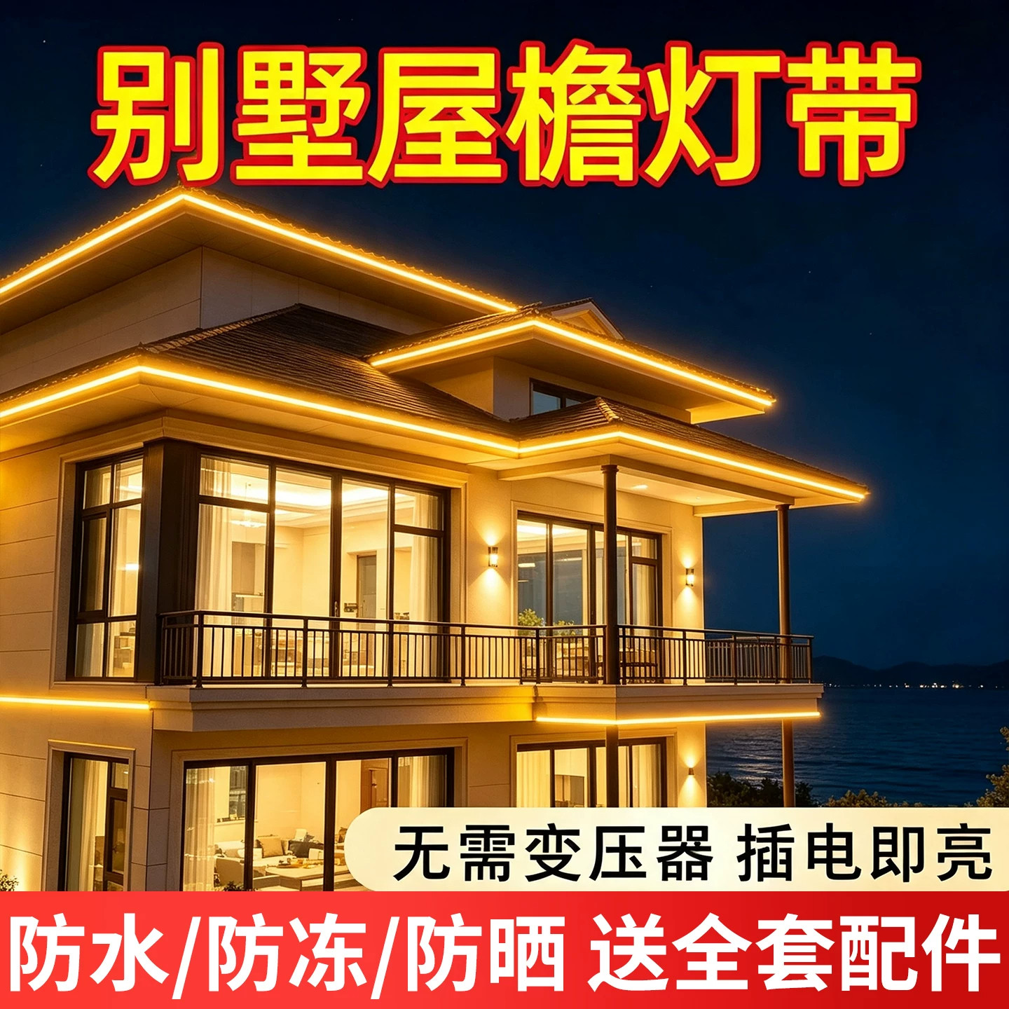灯带led灯条超亮户外防水工程氛围灯室外暖光220v客厅吊顶灯带条