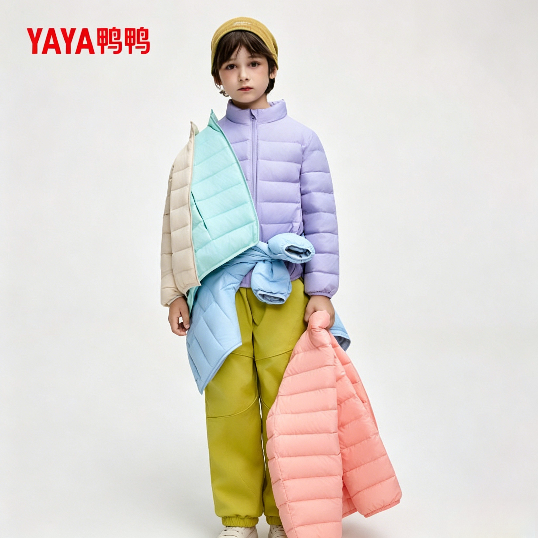 童装轻薄羽绒服男女同款立领连帽