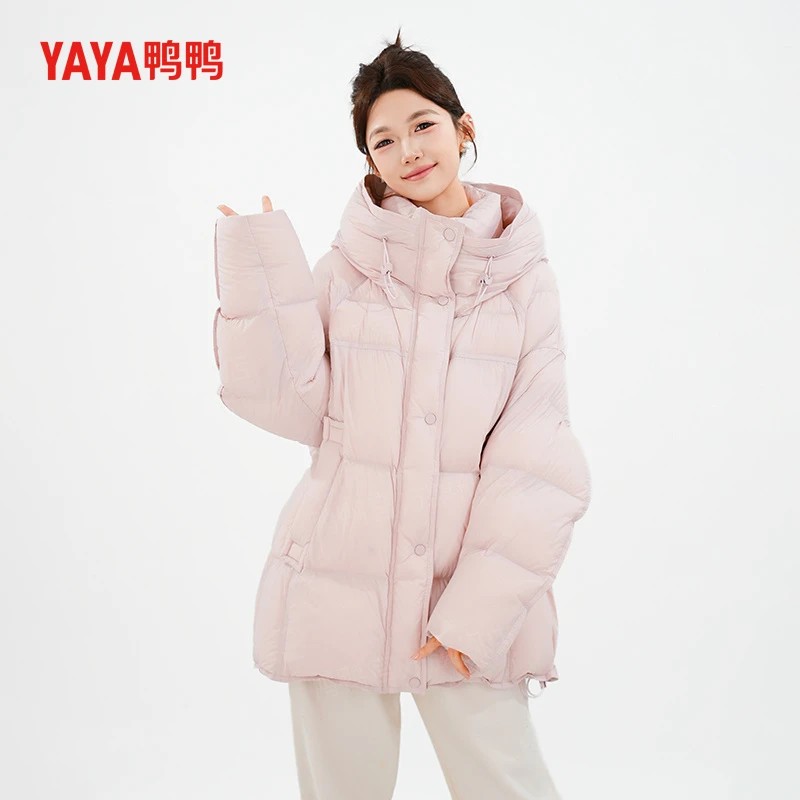鸭鸭集团旗舰店羽绒服女士保暖连帽通用型保暖舒适2026冬轻薄外套