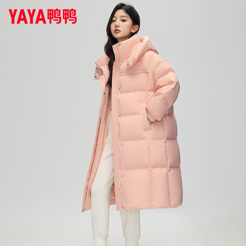 鸭鸭正品羽绒服女长款2026冬时尚保暖连帽韩版百搭小个子休闲外套