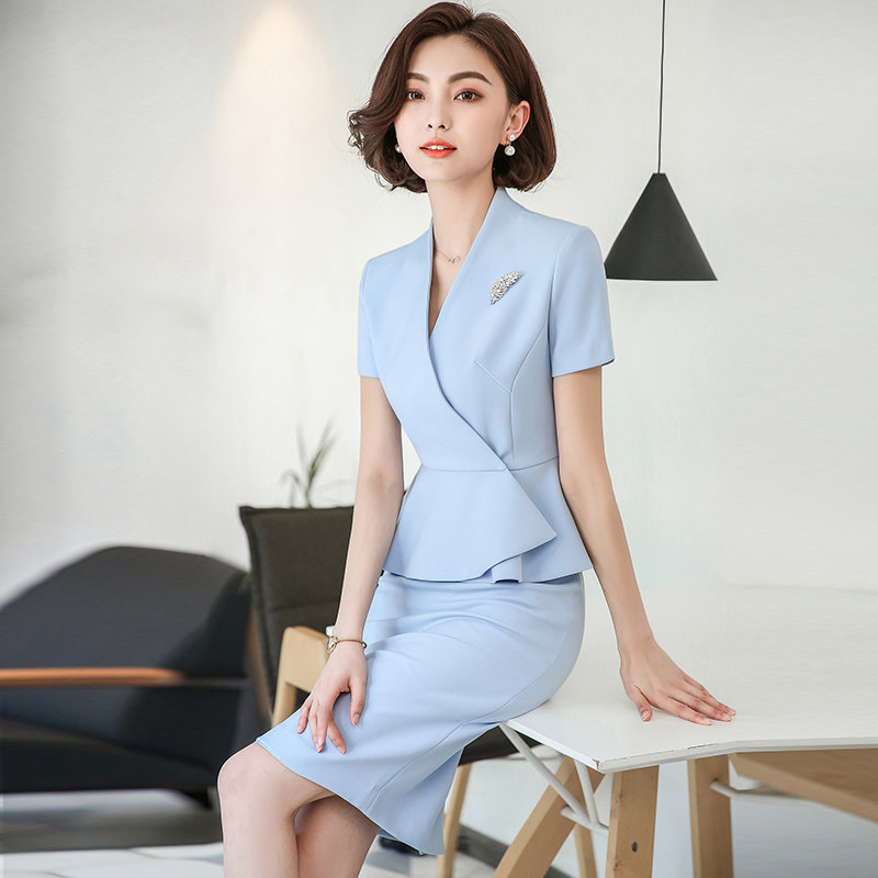 职业装夏季韩版前台美容师工作服