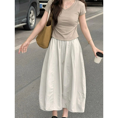 南瓜山本裙女2026新款夏季薄款高腰垂感a字半裙小个子冰丝工装裙