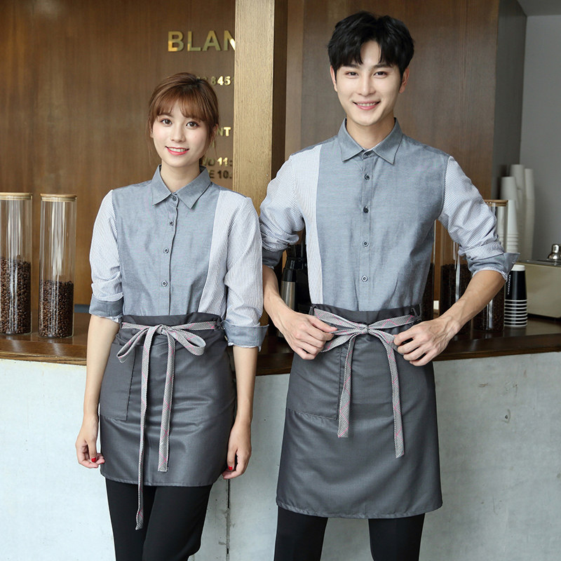 餐饮酒店火锅饭店西餐厅服务员工作服衬衫女长袖酒吧衬衣定制logo