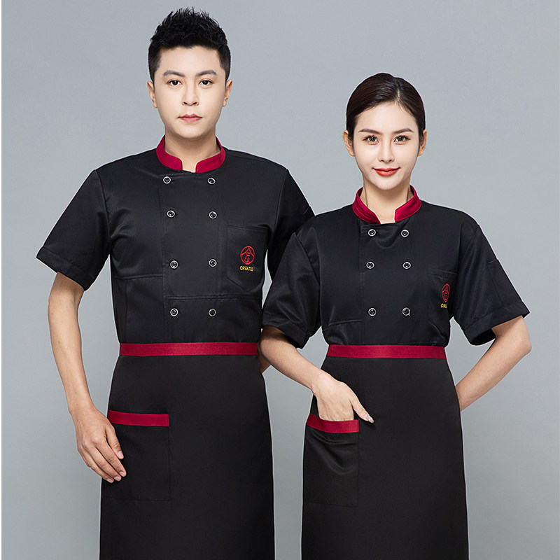 超薄透气厨师服短袖男夏款餐饮食堂中餐酒店定做刺绣匠心工衣