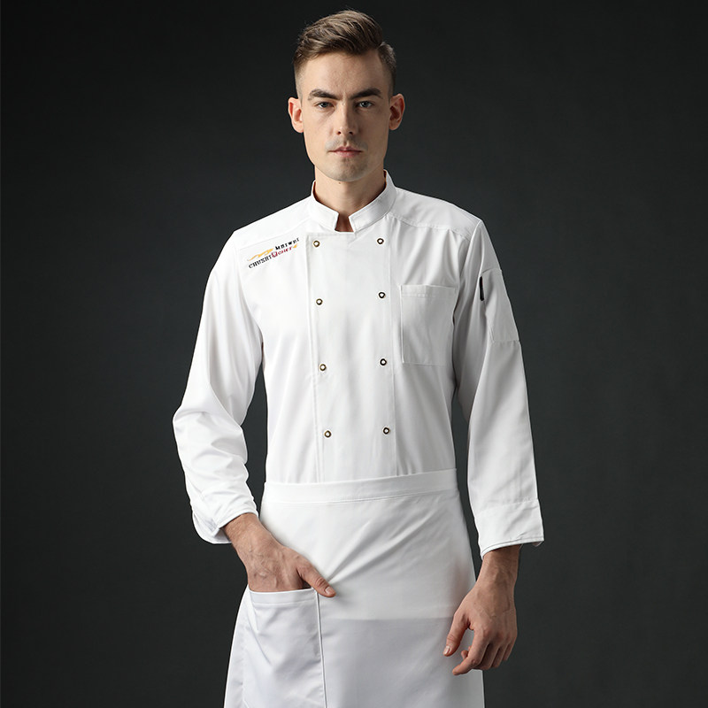 高档厨师工作服长袖秋冬装餐饮西餐厅糕点烘焙房西点师厨房定制男