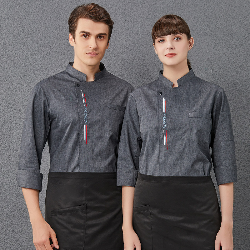 餐饮厨师工作服长袖秋冬季酒店西餐厅饭店后厨房工衣服定制套装男