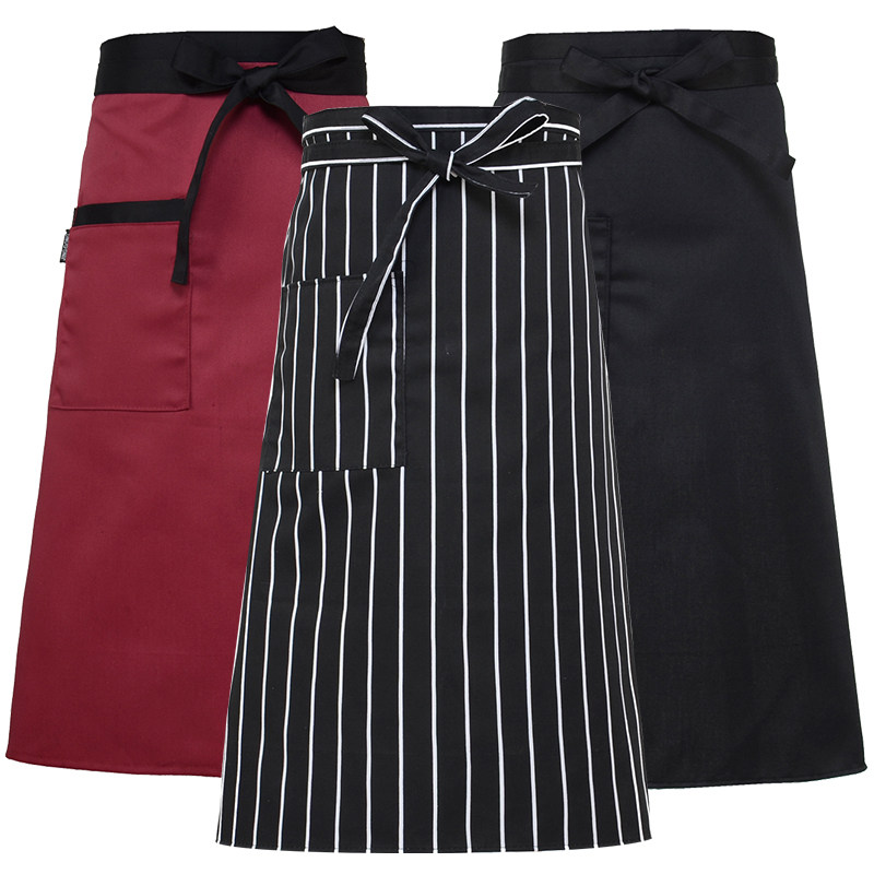 厨师围裙半身男女同款酒店饭厅厨房厨师服围腰定制短款印绣字