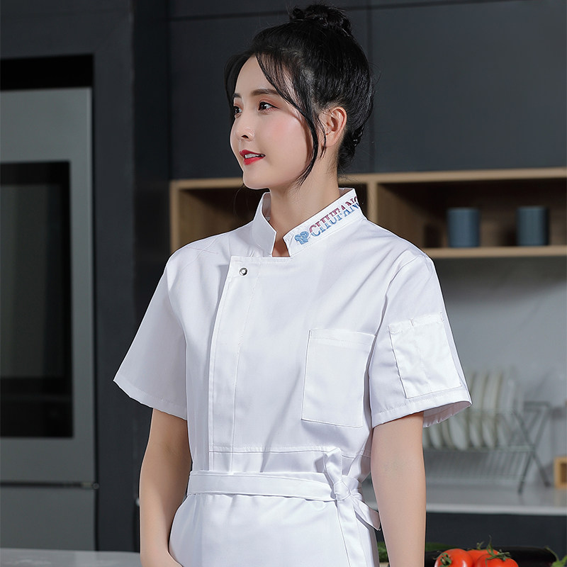 食堂厨师服女夏定制短袖蛋糕店饭店酒店幼儿园厨房厨师服套装