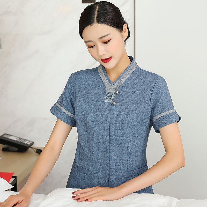 保洁服短袖工作服清洁员客房宾馆酒店家政打扫卫生医院浅蓝色工装