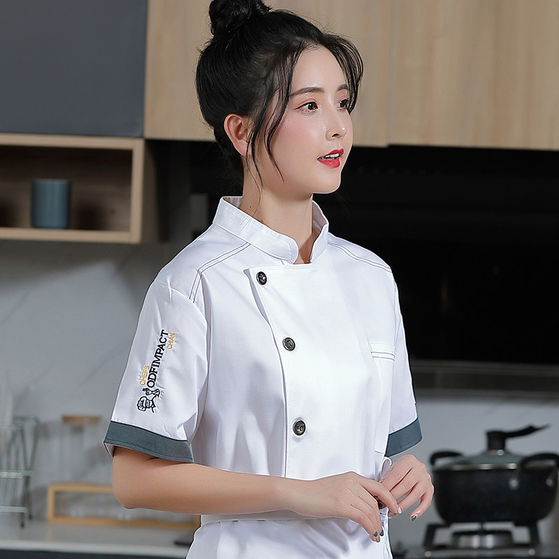 餐饮后厨师工作服女款夏季酒店西餐厅烘焙面点厨师服定制短袖套装