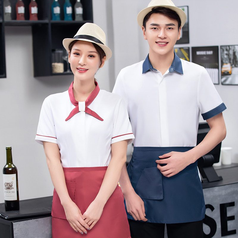 服务员工作服短袖夏季餐饮餐厅咖啡店火锅店时尚定制logo印字男女