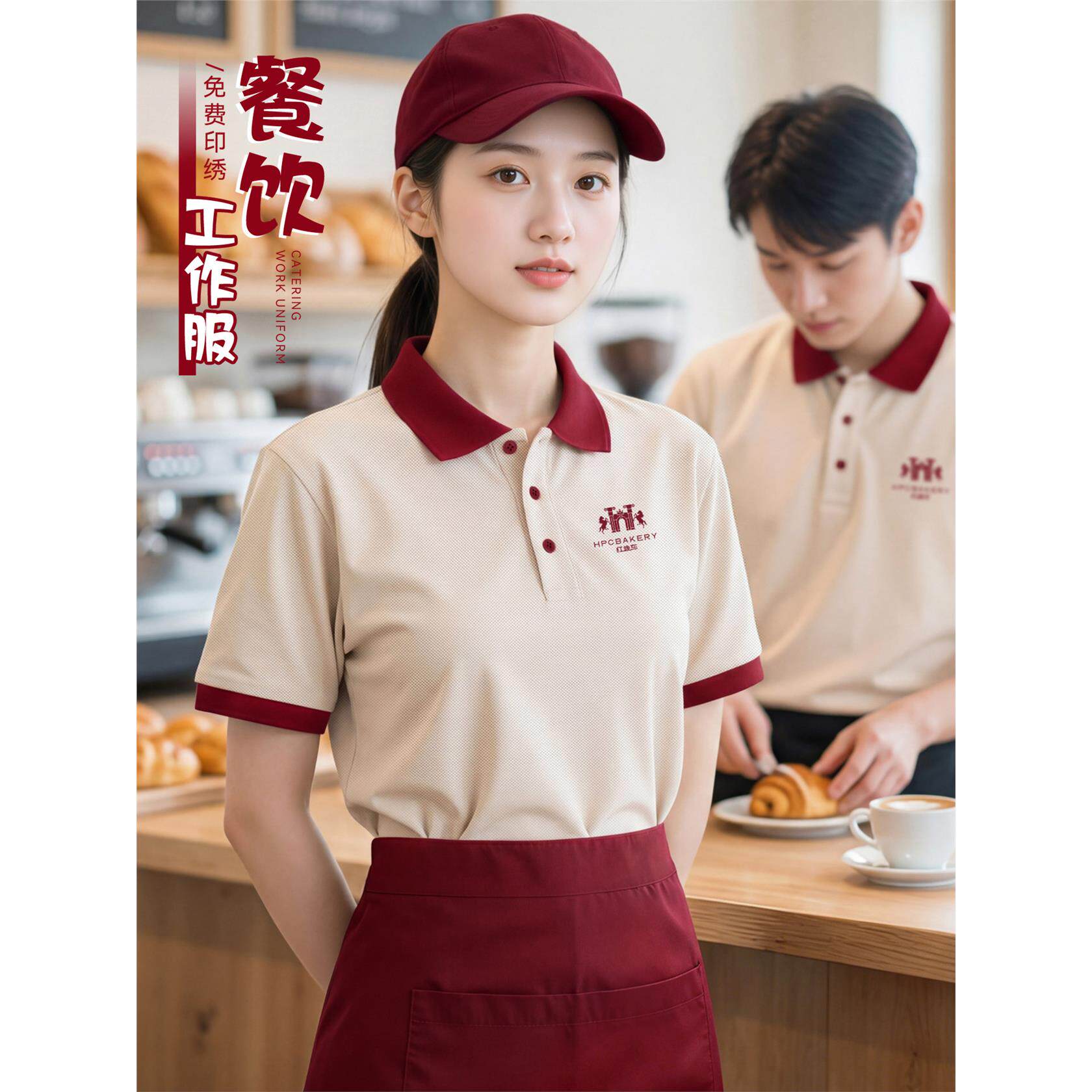 夏季凉感冰丝Polo衫定制印logo餐饮烘焙奶茶咖啡店员工短袖工作服
