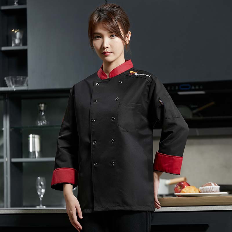 秋冬厨师工作服长袖女火锅烧烤饭店烹饪大师专用餐饮工衣印绣logo