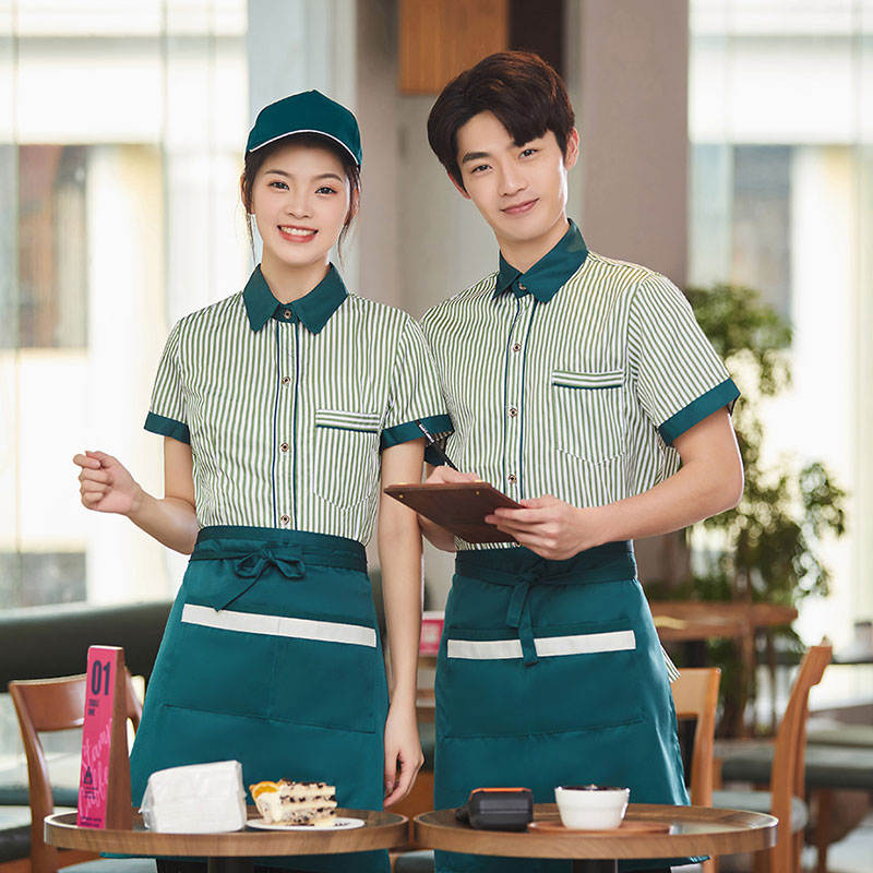 餐饮工作服T恤定制印logo奶茶零食汉堡炸鸡店服务员短袖团体衬衫