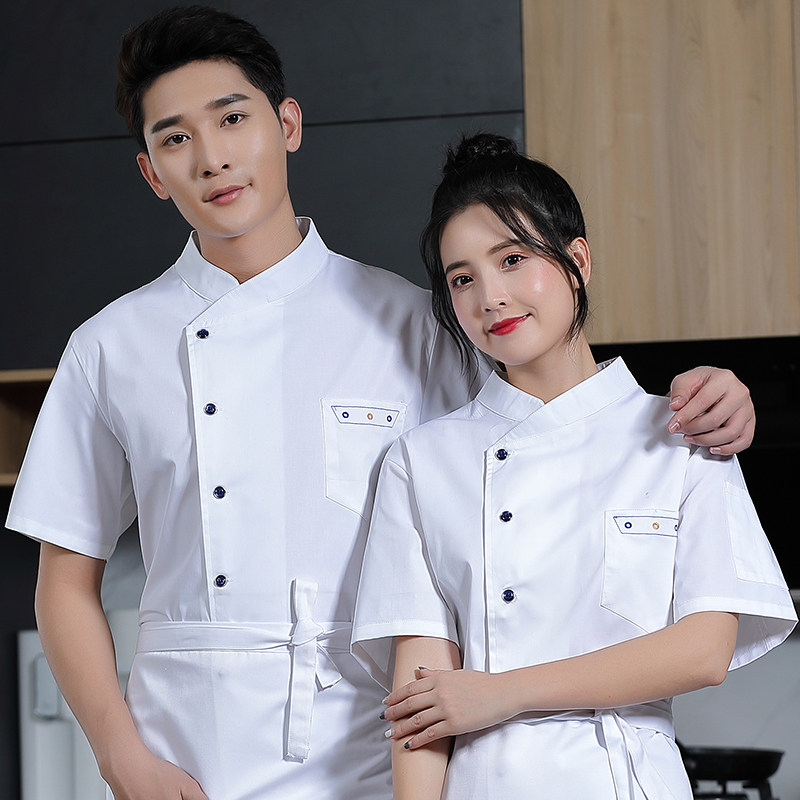 西餐厅厨师服短袖夏季男定制酒店厨房蛋糕店烘焙师套装女餐饮