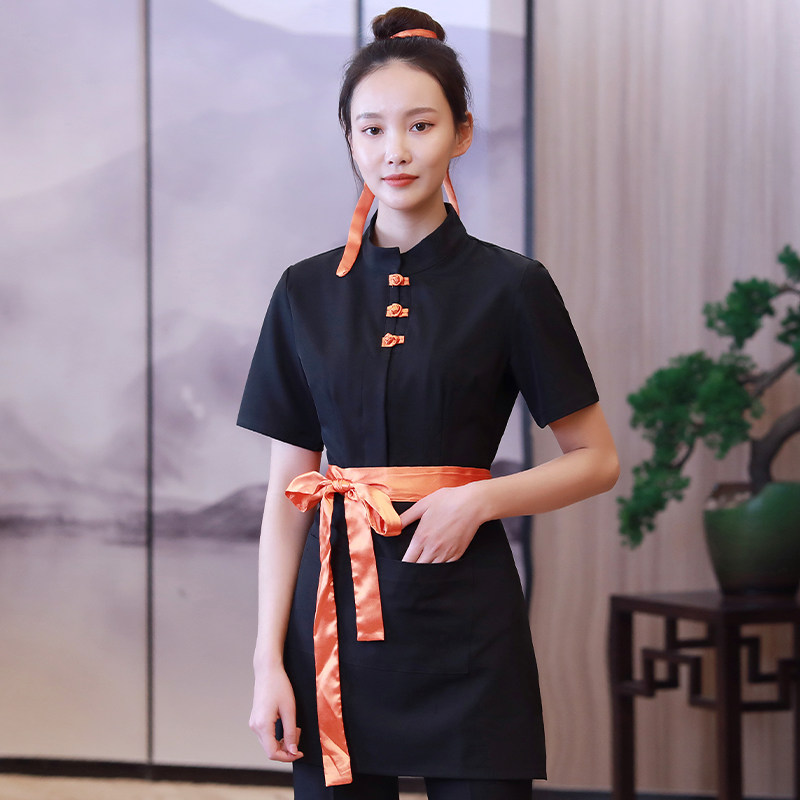 中餐厅服务员工作服短袖夏季中式酒店饭店餐厅火锅店迎宾服定制女
