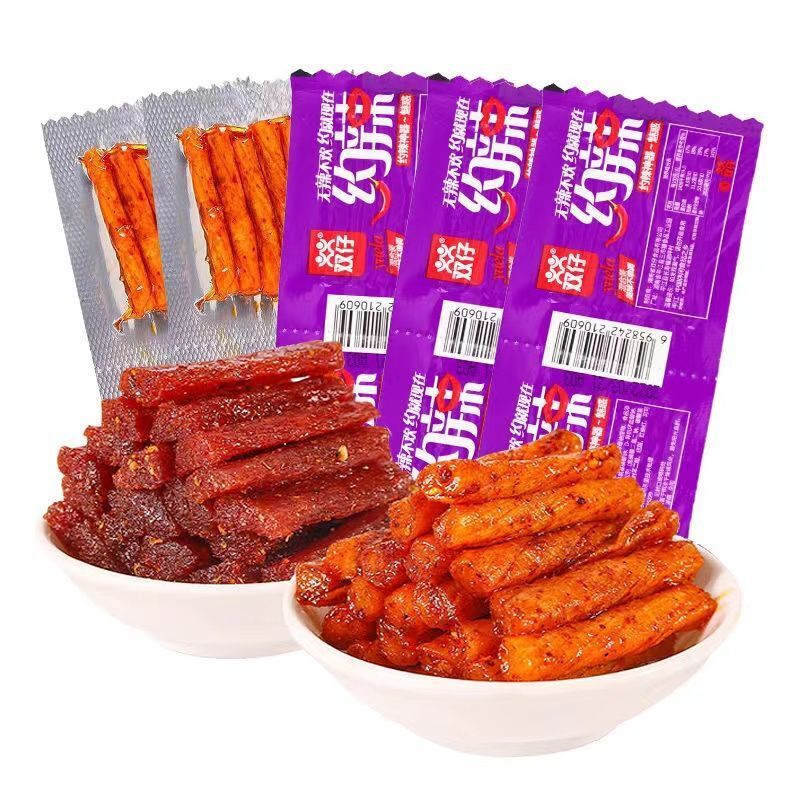 约辣10g辣条素牛筋豆角干麻辣休闲解馋辣味小零食小吃批发