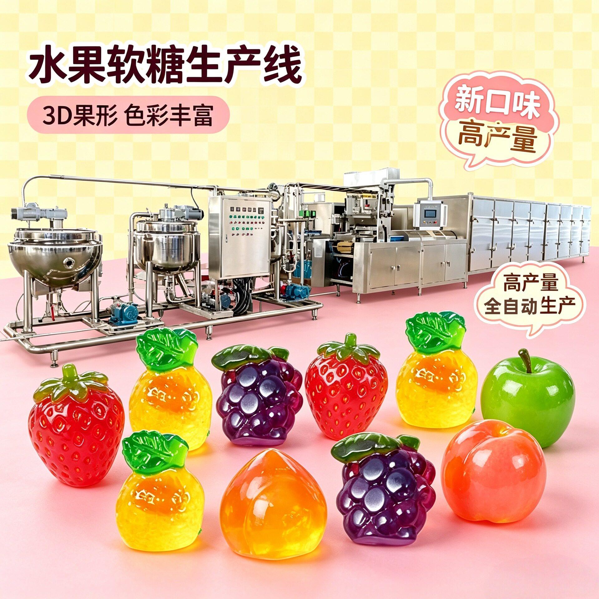 水果软糖生产线4D爆汁水果软糖食品加工机器夹心橡皮糖糖果整套机