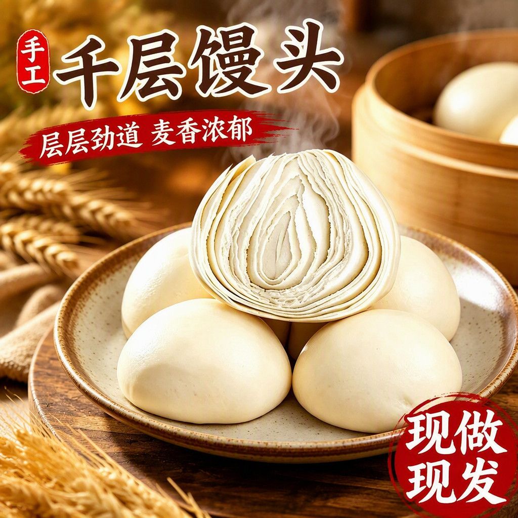 河南千层老面大馒头纯手工呛面馍
