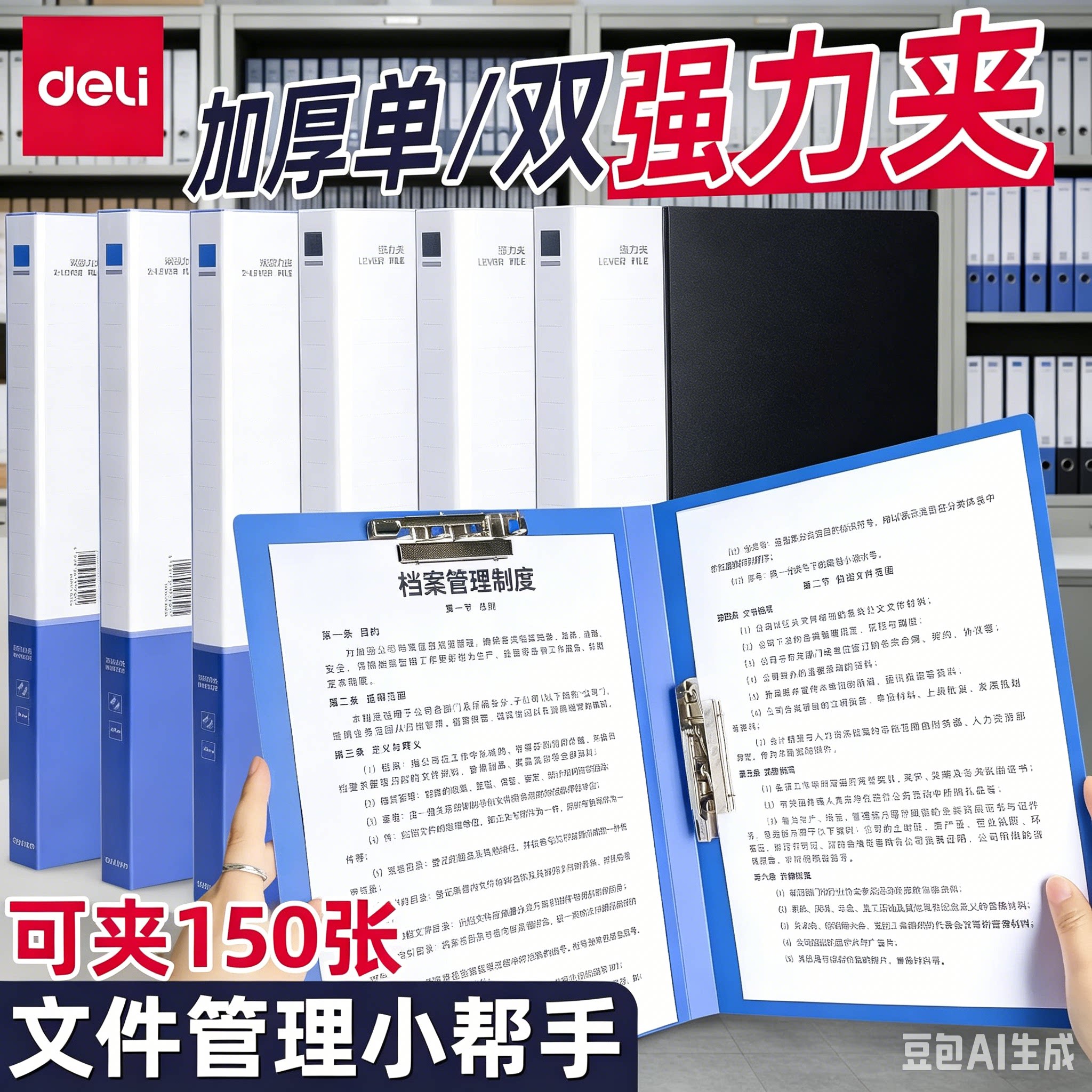 得力文件夹a4资料夹档案夹办公文件收纳夹单双强力夹简历夹学生试卷夹资料册插页归类整理夹乐谱夹办公用品