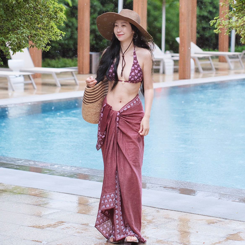 SEAFOLLY 法式印花沙滩围裹裙女显瘦遮肉海边度假休闲百搭罩裙
