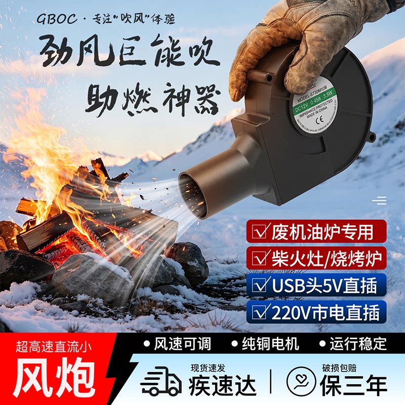 5V柴火烧烤220V废机油助燃鼓风机图片