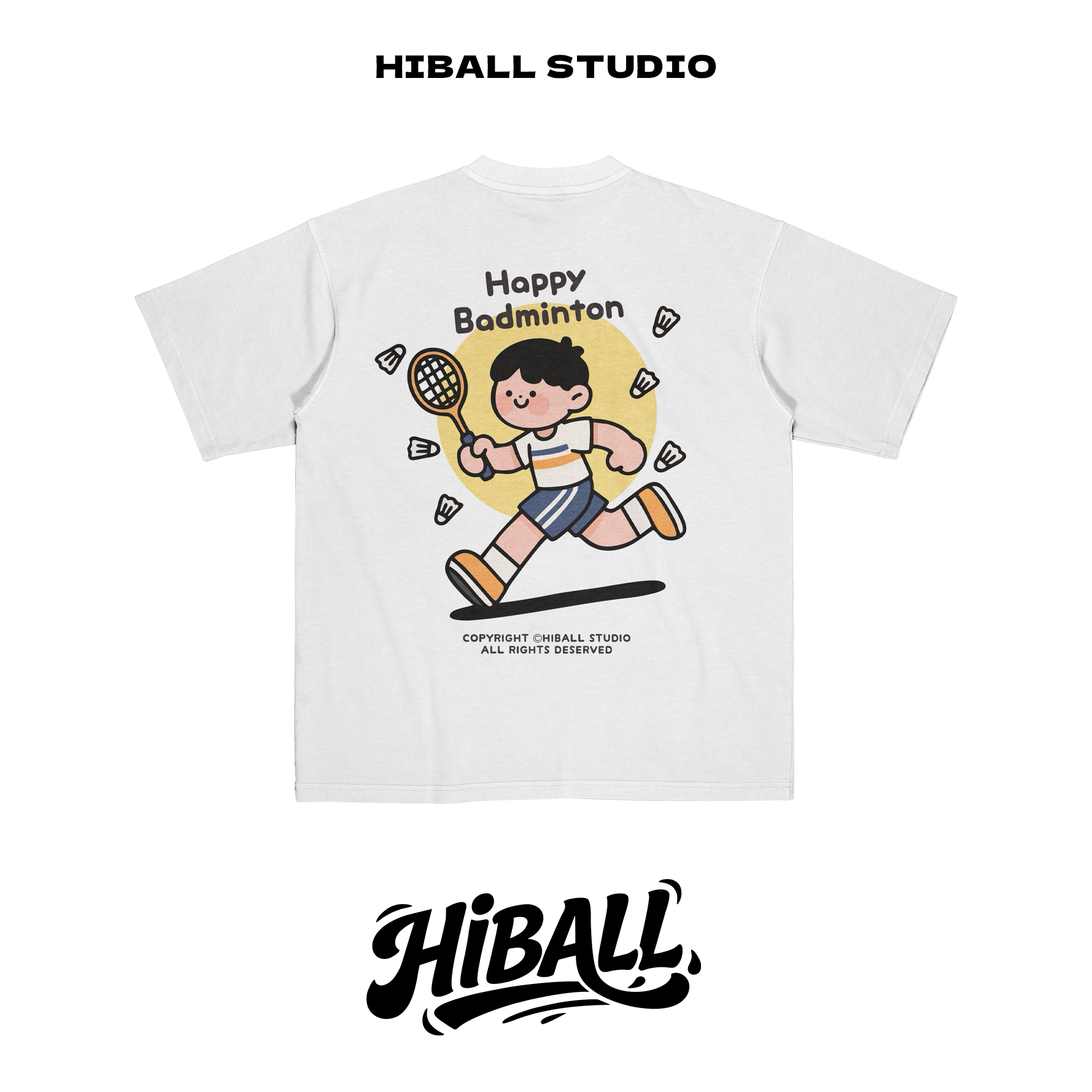 羽毛球文化衫男女短袖透气训练运动速干T恤【HIBALL】羽球小男孩