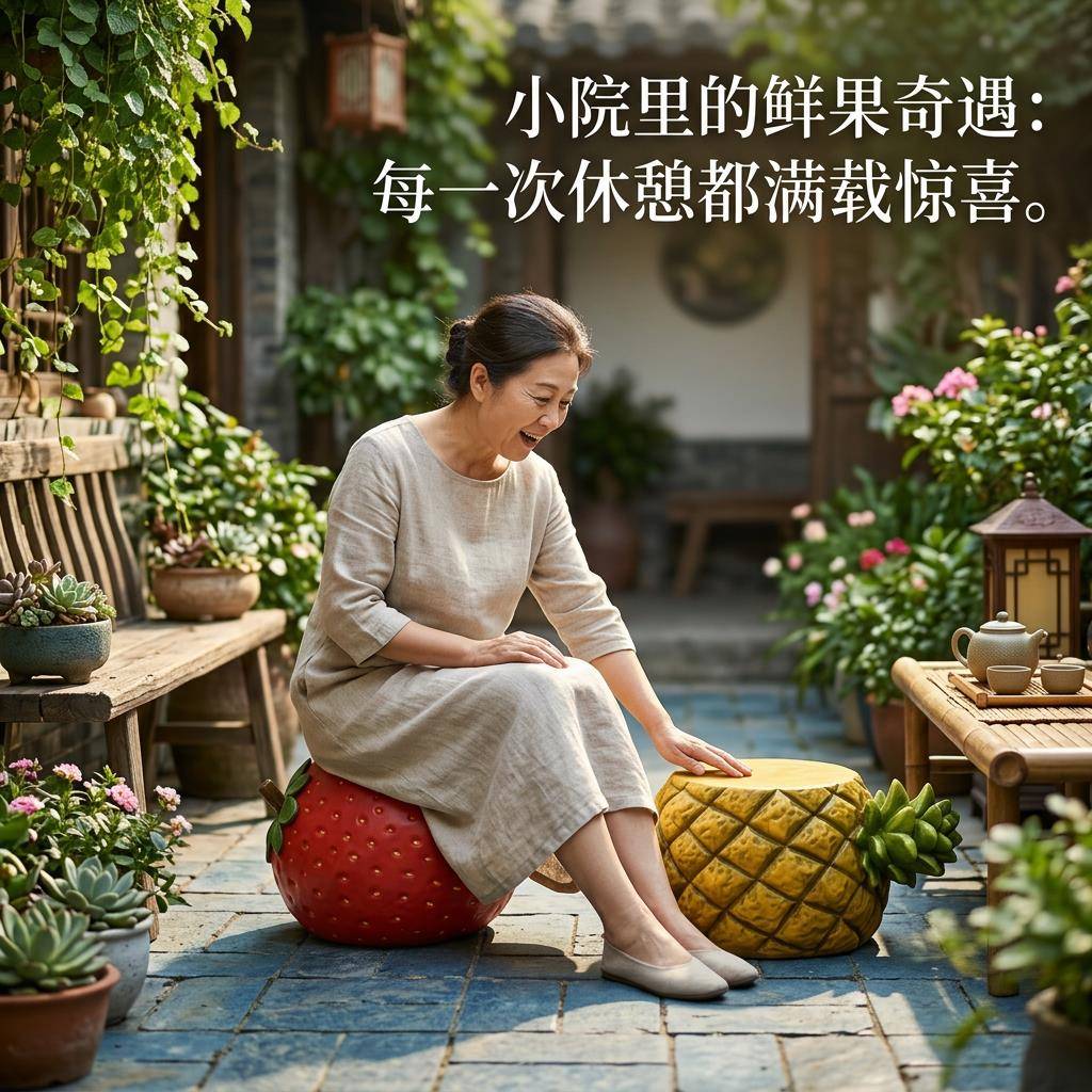 创意草莓凤梨凳户外庭院草莓凤梨凳子手工氧化镁材质防水耐用