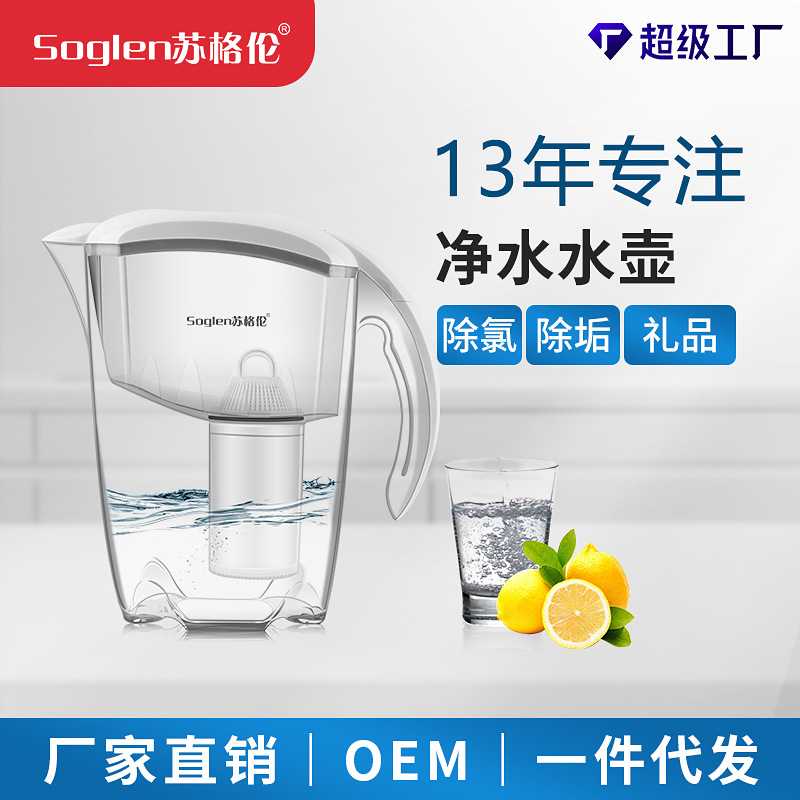 苏格伦净水壶家用厨房电器家用活性炭滤水壶一体直饮净水器净化