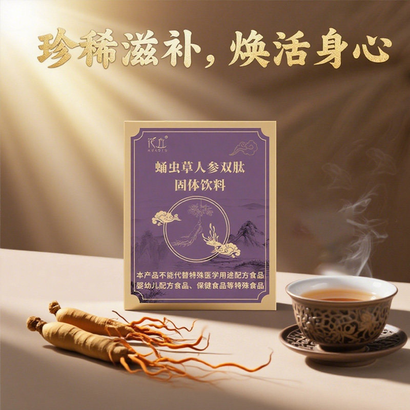 花丘蛹虫草人参双肽正品盒装冲泡速溶蛋白肽独立包装盒装冲饮03