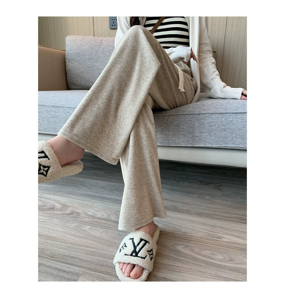 2199严选毛巾裤羊绒阔腿裤女春秋冬休闲直筒拖地窄版软糯垂感针织