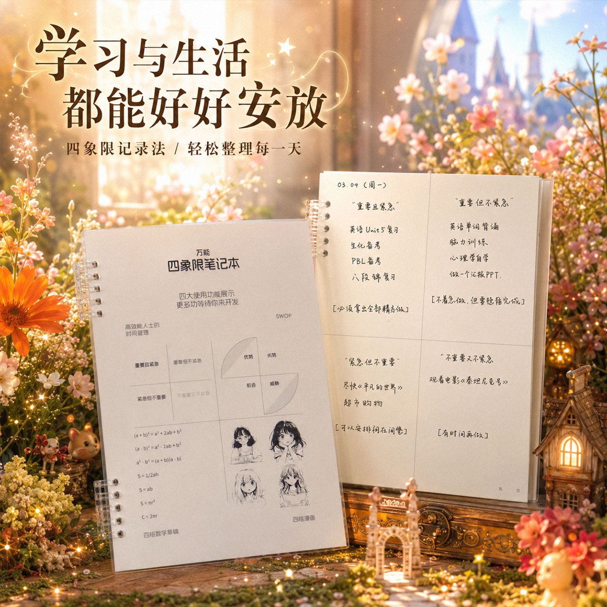 高小七 万能四象限笔记本重要紧急不重要四象限工作法则笔记本番茄单核时间管理okr艾维利效率