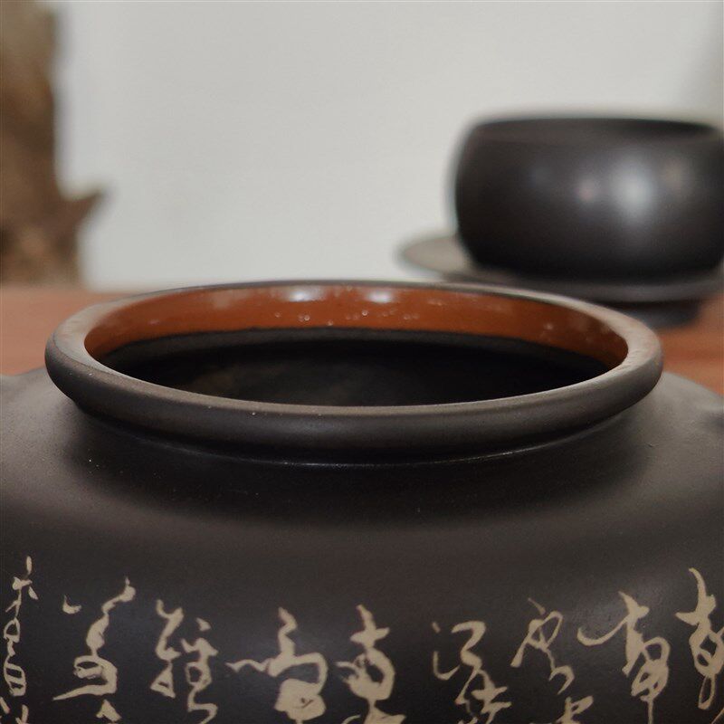云南建水紫陶茶壶 纯手工制作 传统阴刻阳填工艺 仿古壶 功夫茶具