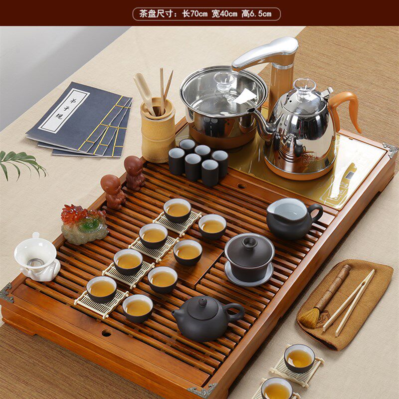 实木茶盘套装带电磁炉四合一体茶台陶瓷功夫紫砂茶具茶杯整套家用