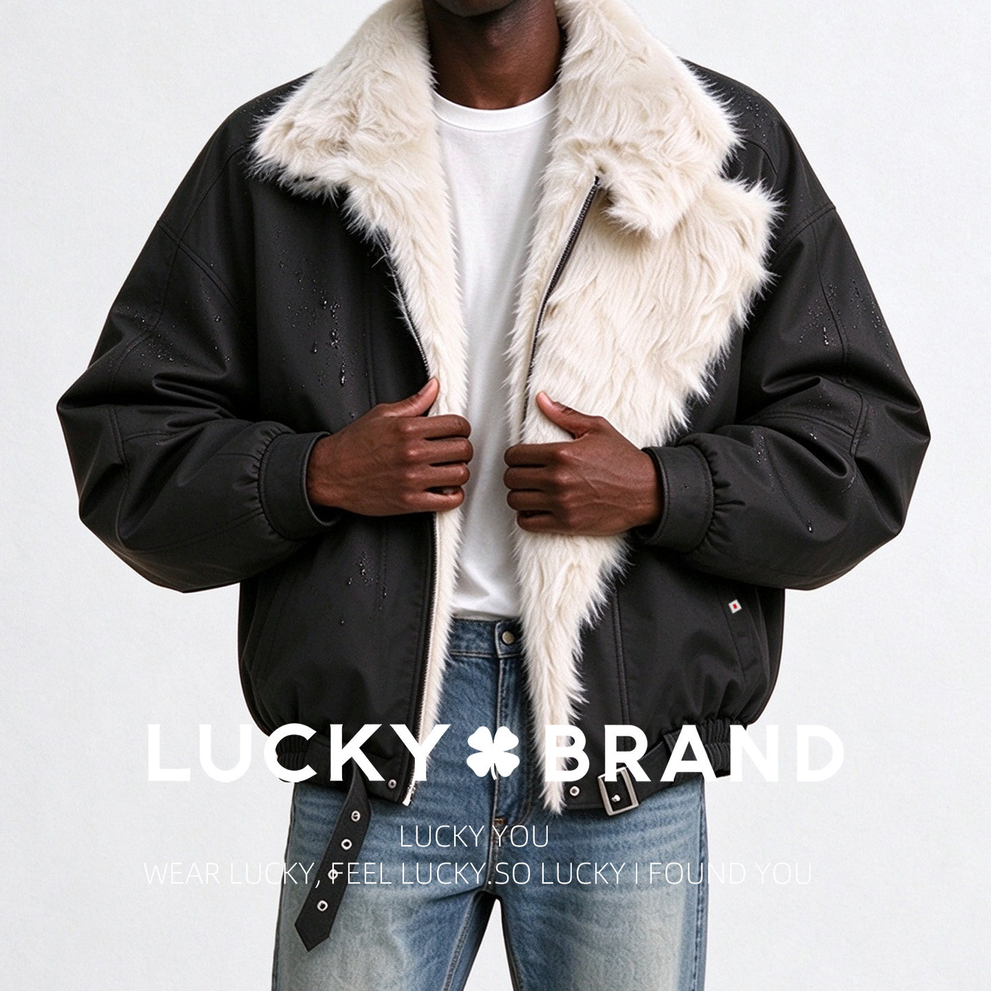 Lucky Brand座山雕外套男秋冬大毛领防风宽松保暖百搭长袖棉服