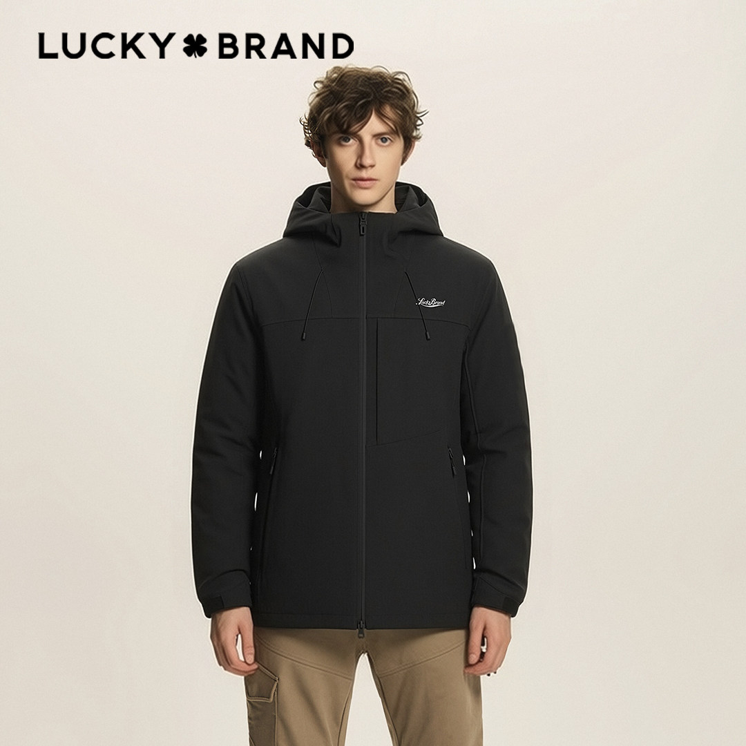 Lucky Brand外套轻薄保暖连帽外套秋冬通勤必备舒适暖护软壳外套