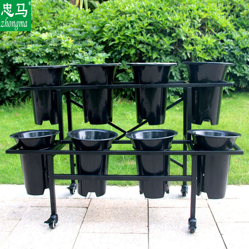zhongma/忠马 2层兰花架子兰草盆架带轮承重移动铁艺花架