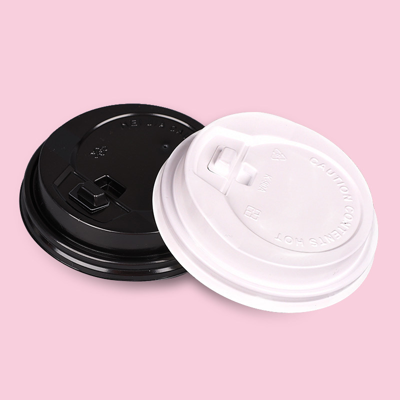 80/90口径黑色盖子咖啡奶茶杯盖塑料杯盖开关盖热饮纸杯盖1000只
